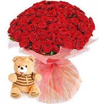 101 троянда + Ведмедик в подарунок!!!!